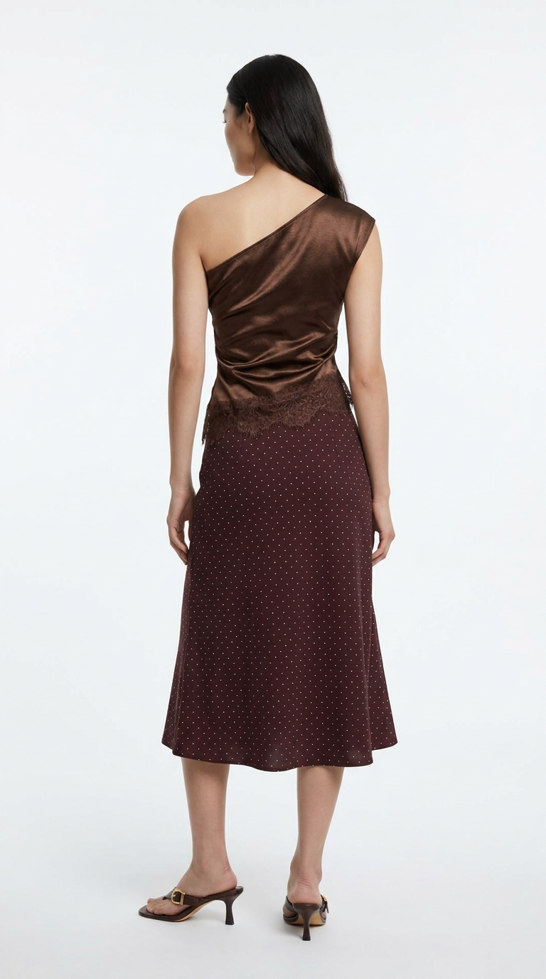 Burgundy Flared Midi Skirt
