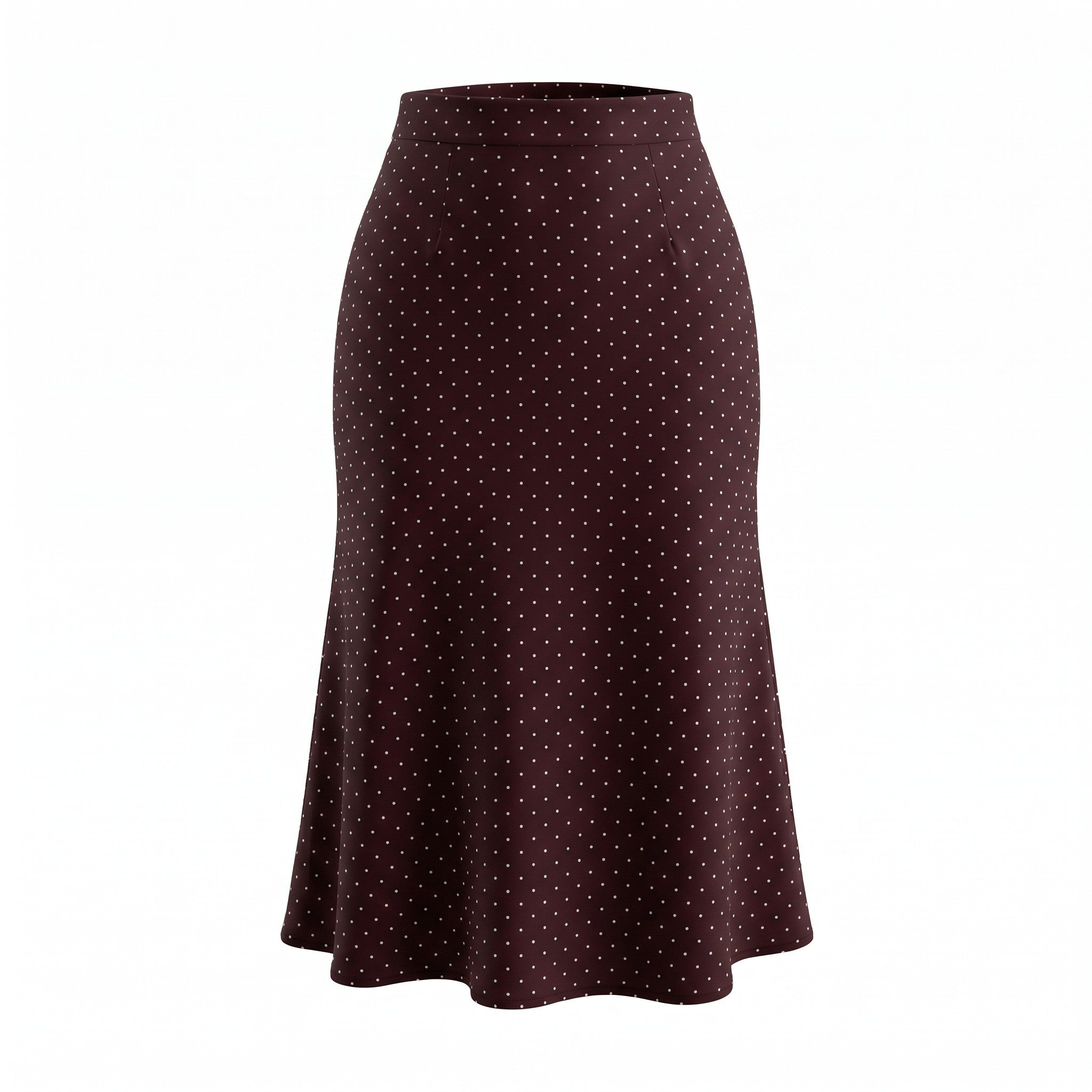 Burgundy Flared Midi Skirt