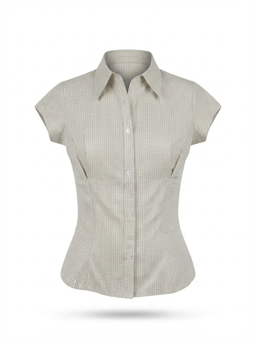 Short-Sleeve Tailored Blouse