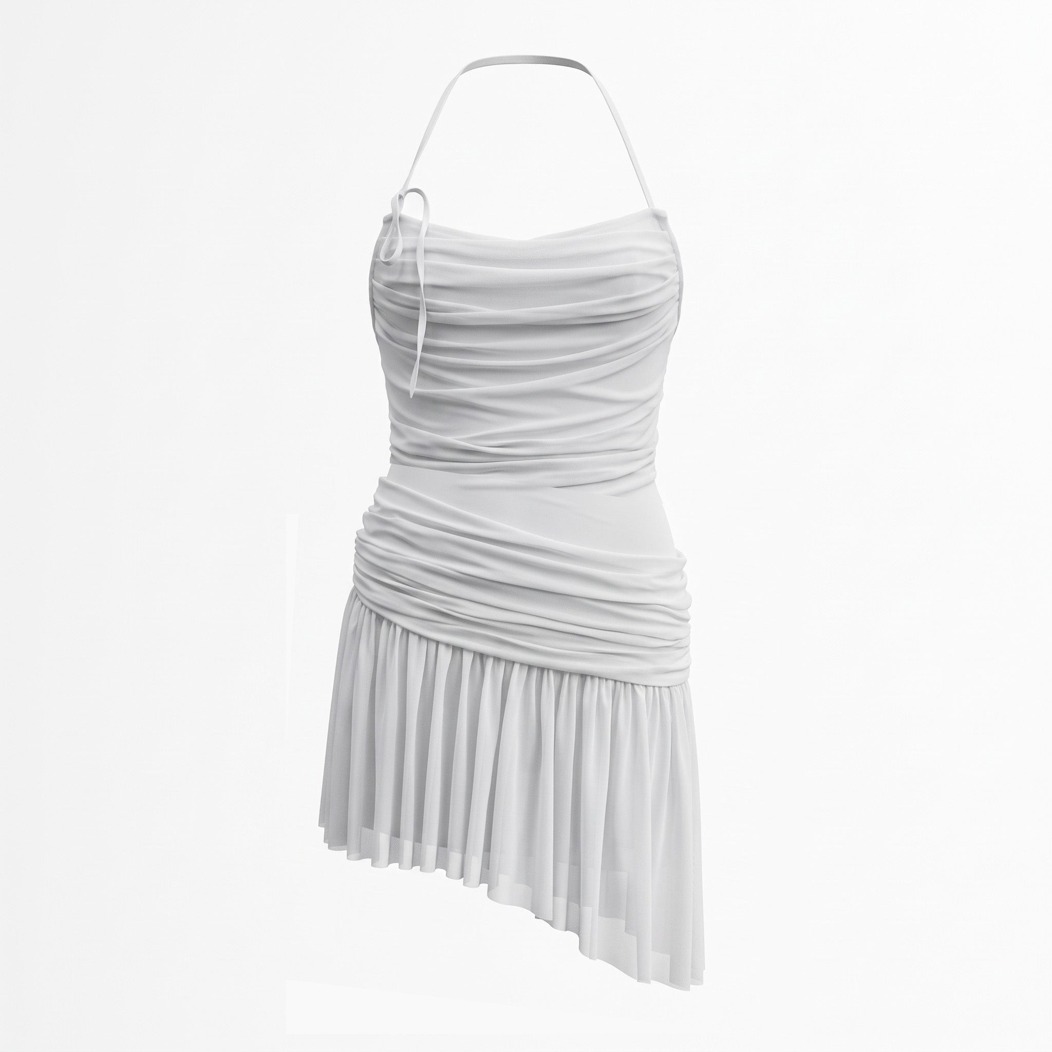 Ruched Asymmetric Mini Dress