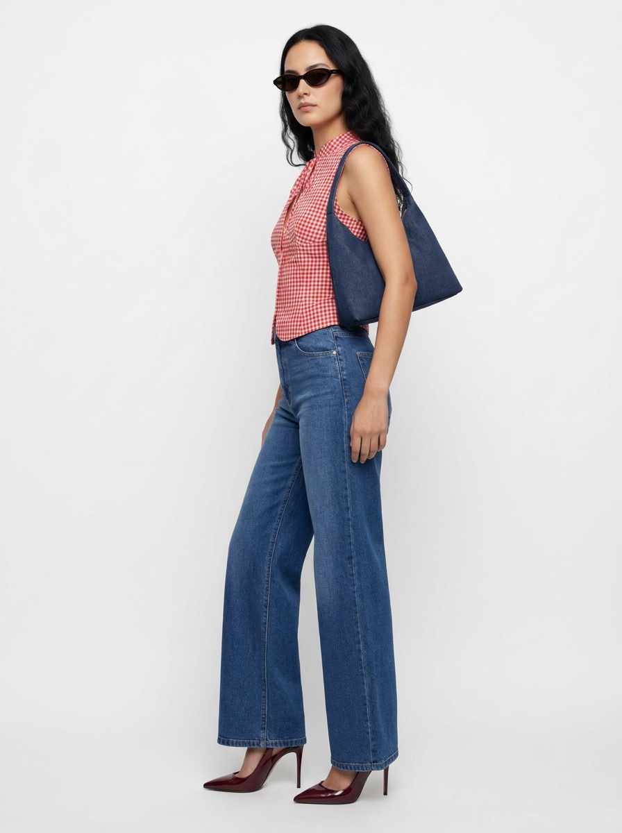 Gingham Tie-Front Sleeveless Top