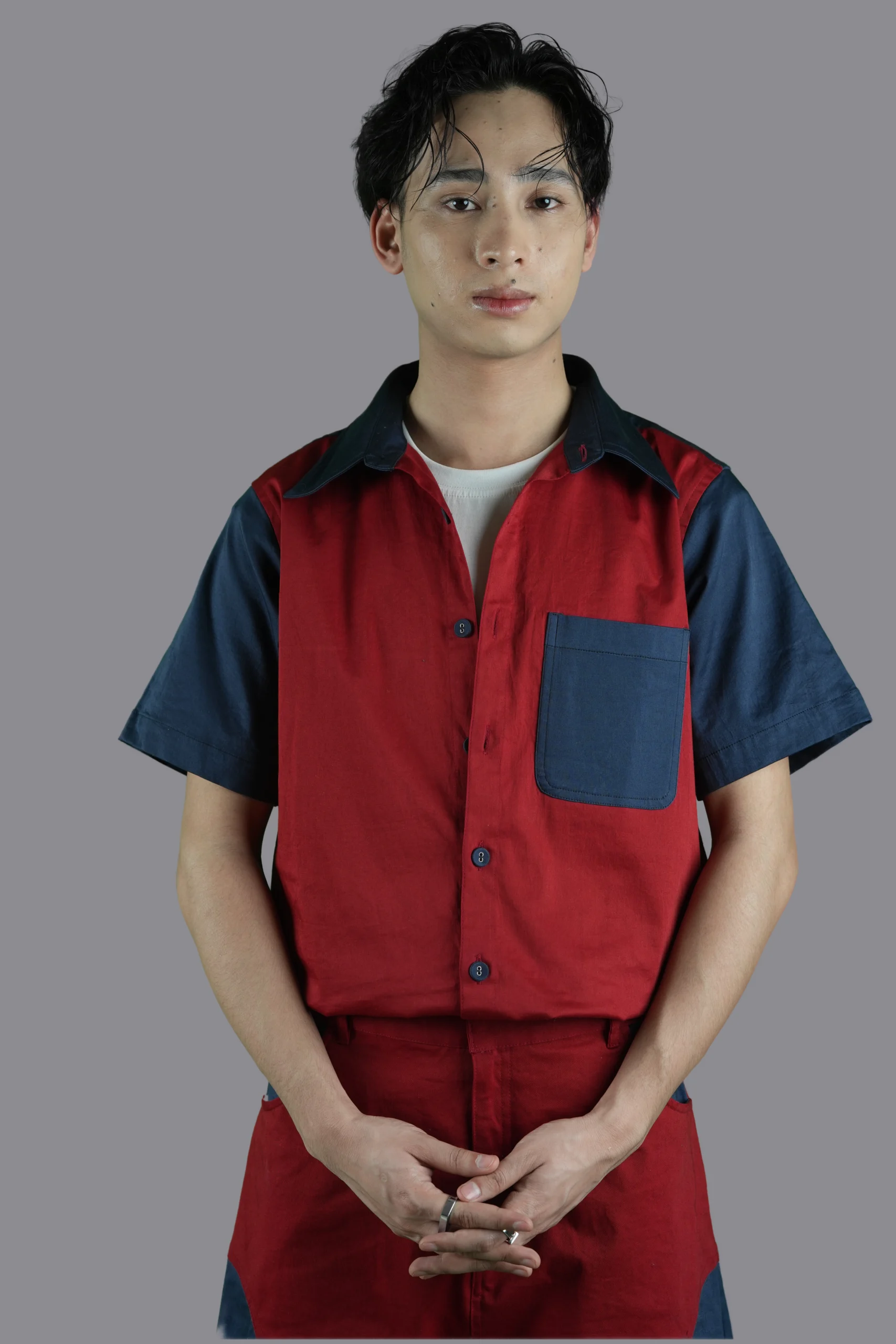 Red & Navy Panel Co-Ord Set
