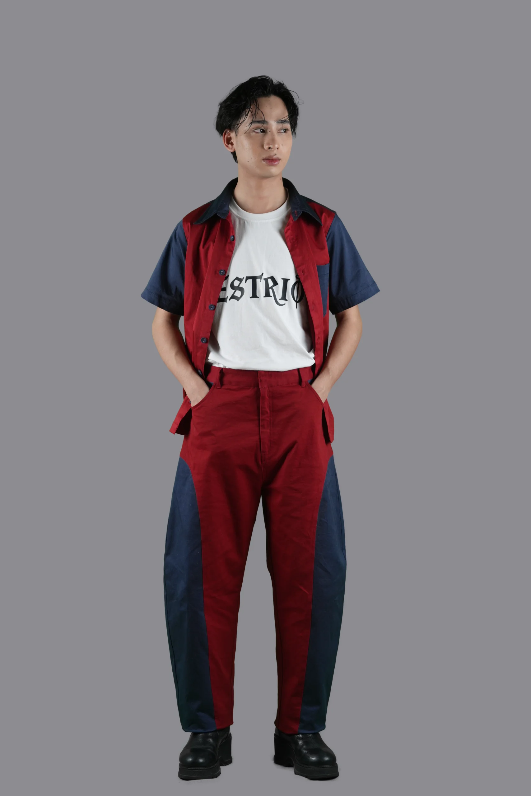 Red & Navy Panel Co-Ord Set