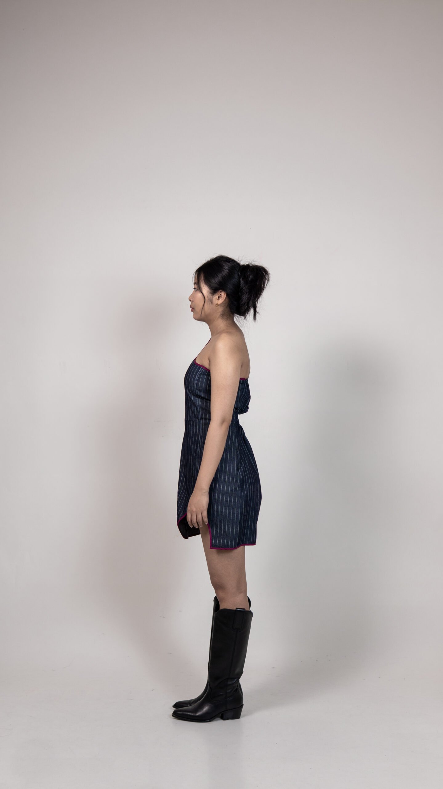 One-Shoulder Pinstripe Mini Dress