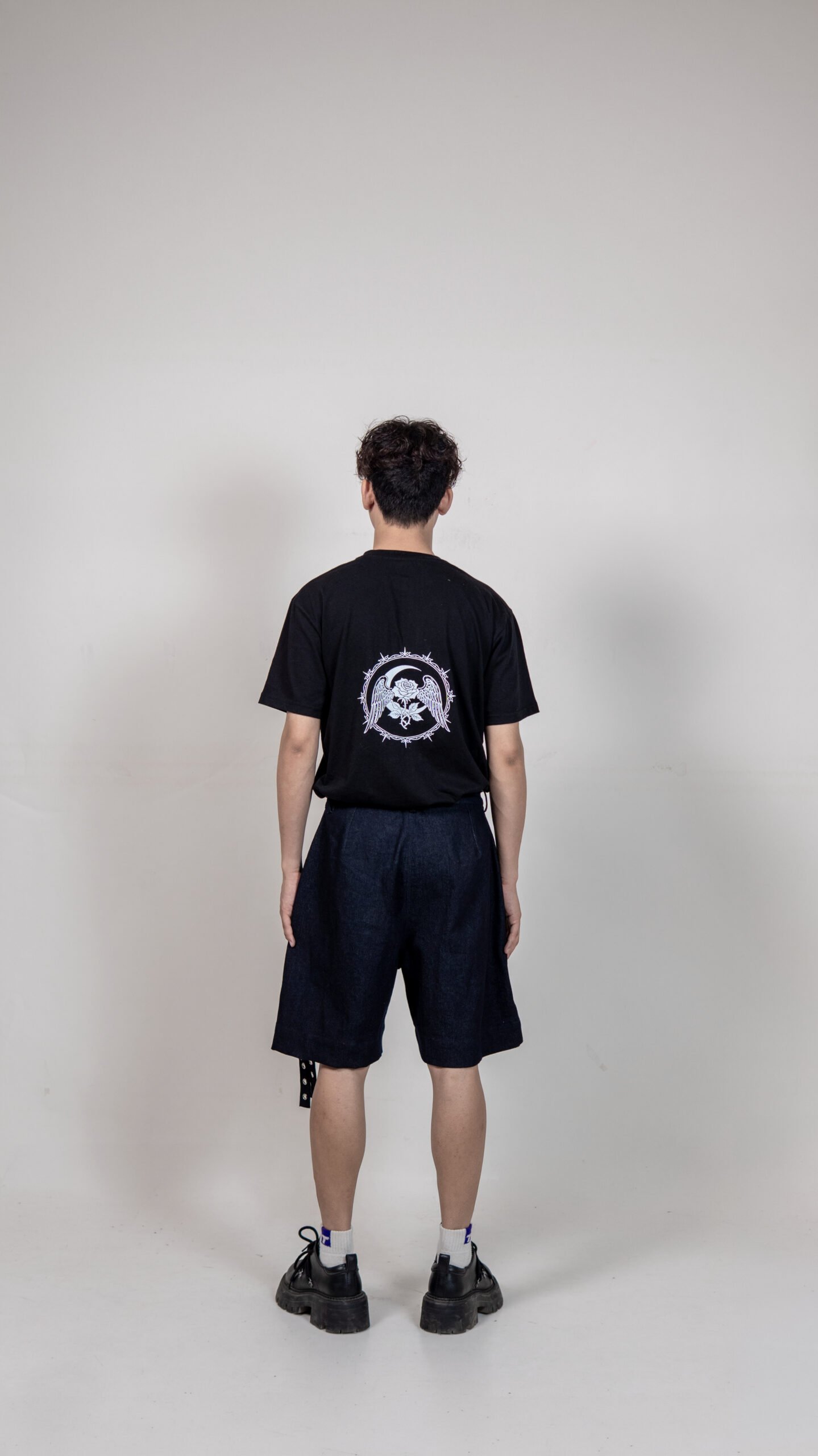 Black Denim Star Patch Shorts