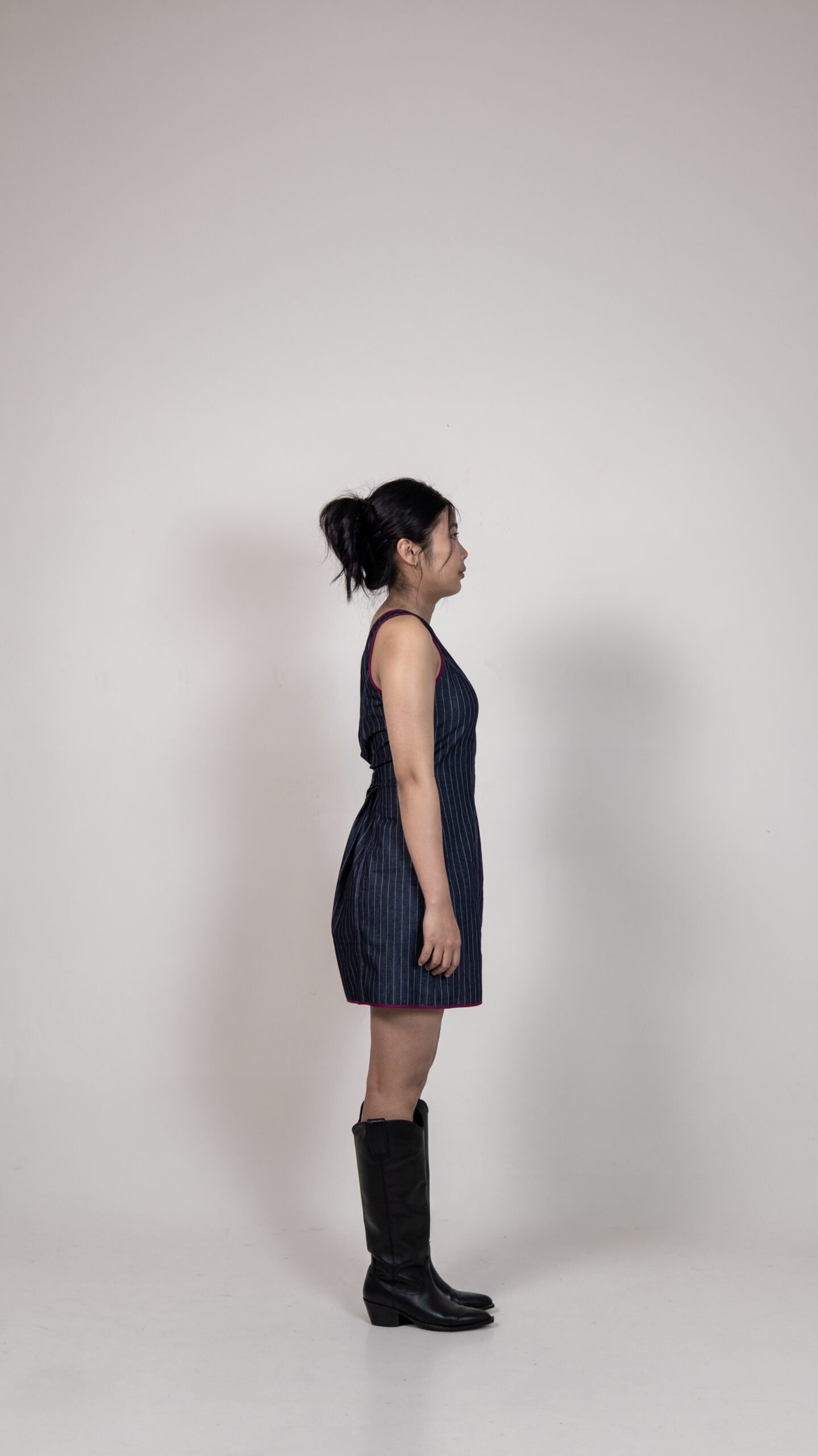 One-Shoulder Pinstripe Mini Dress