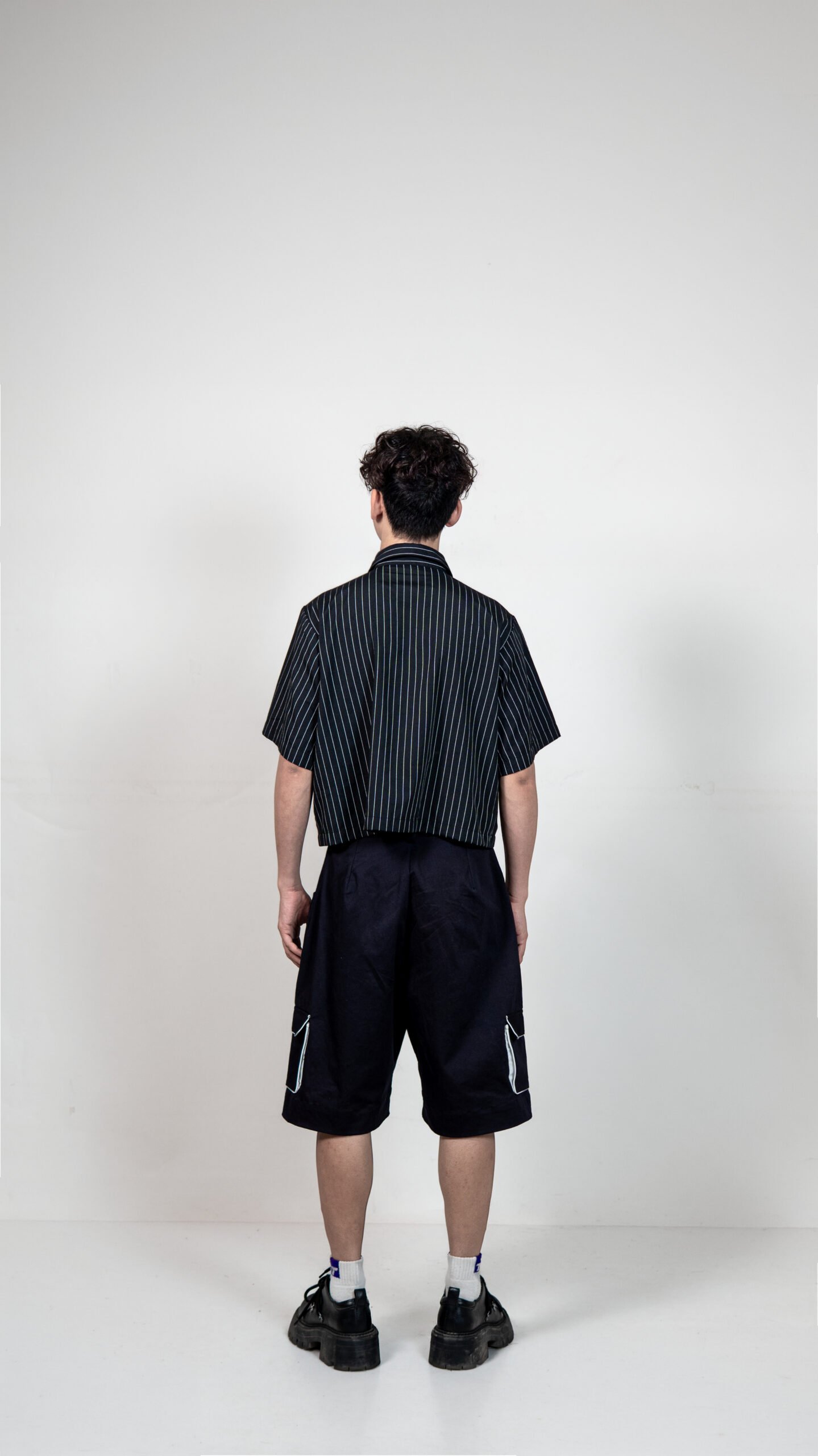 Black Pinstripe Buckle Shirt