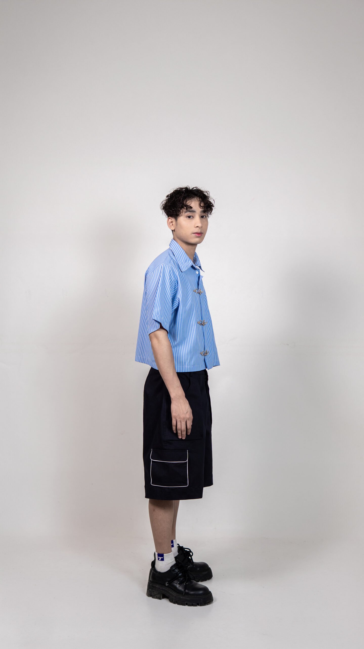 Blue Stripe Buckle Shirt