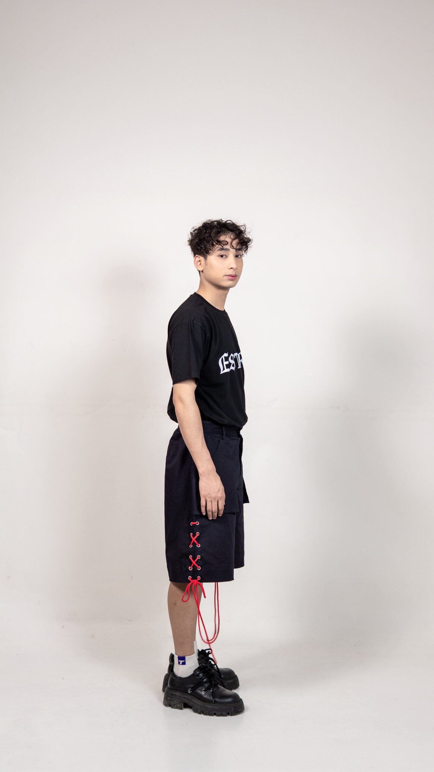 Black Lace-Up Detail Shorts