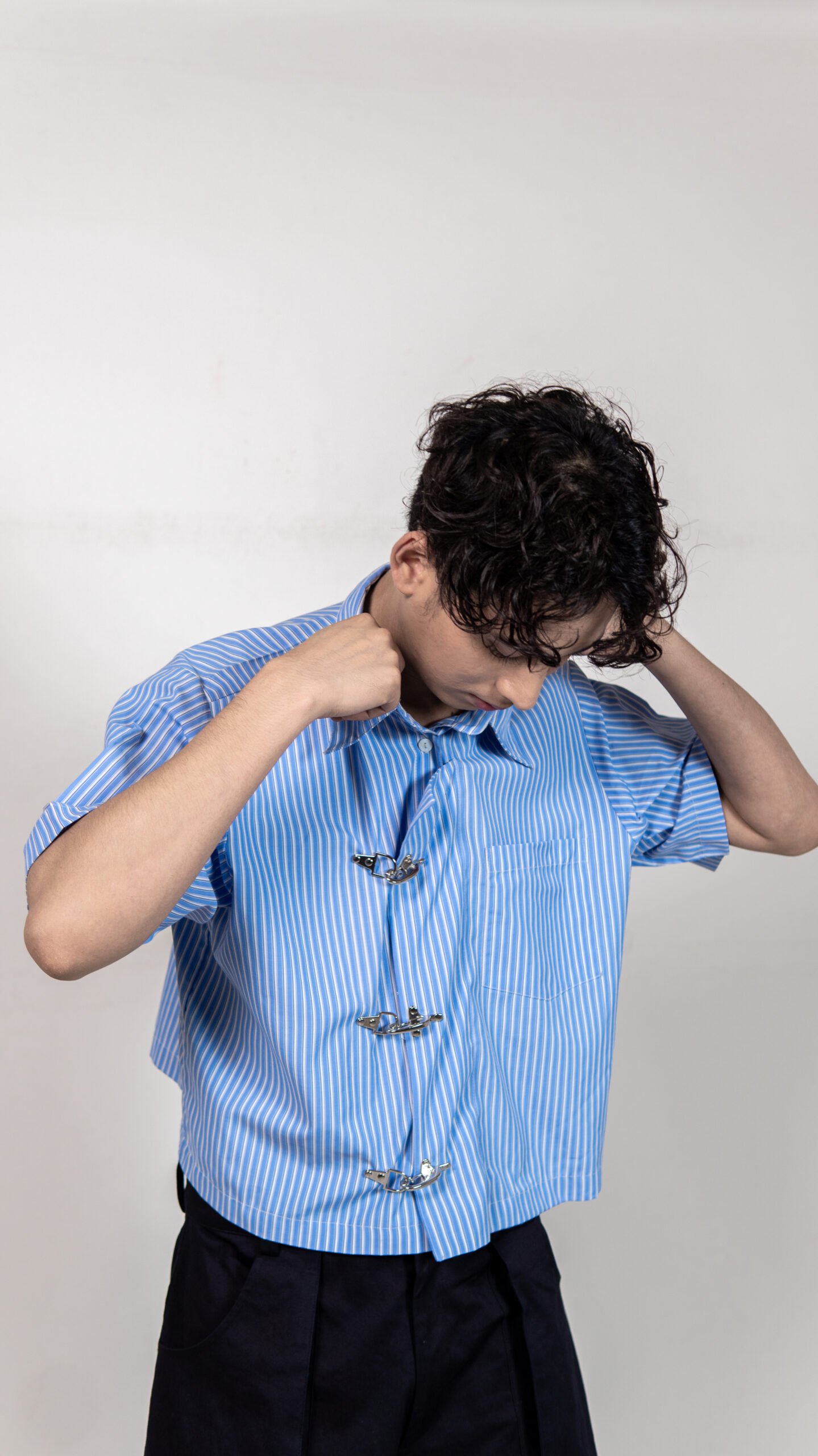 Blue Stripe Buckle Shirt