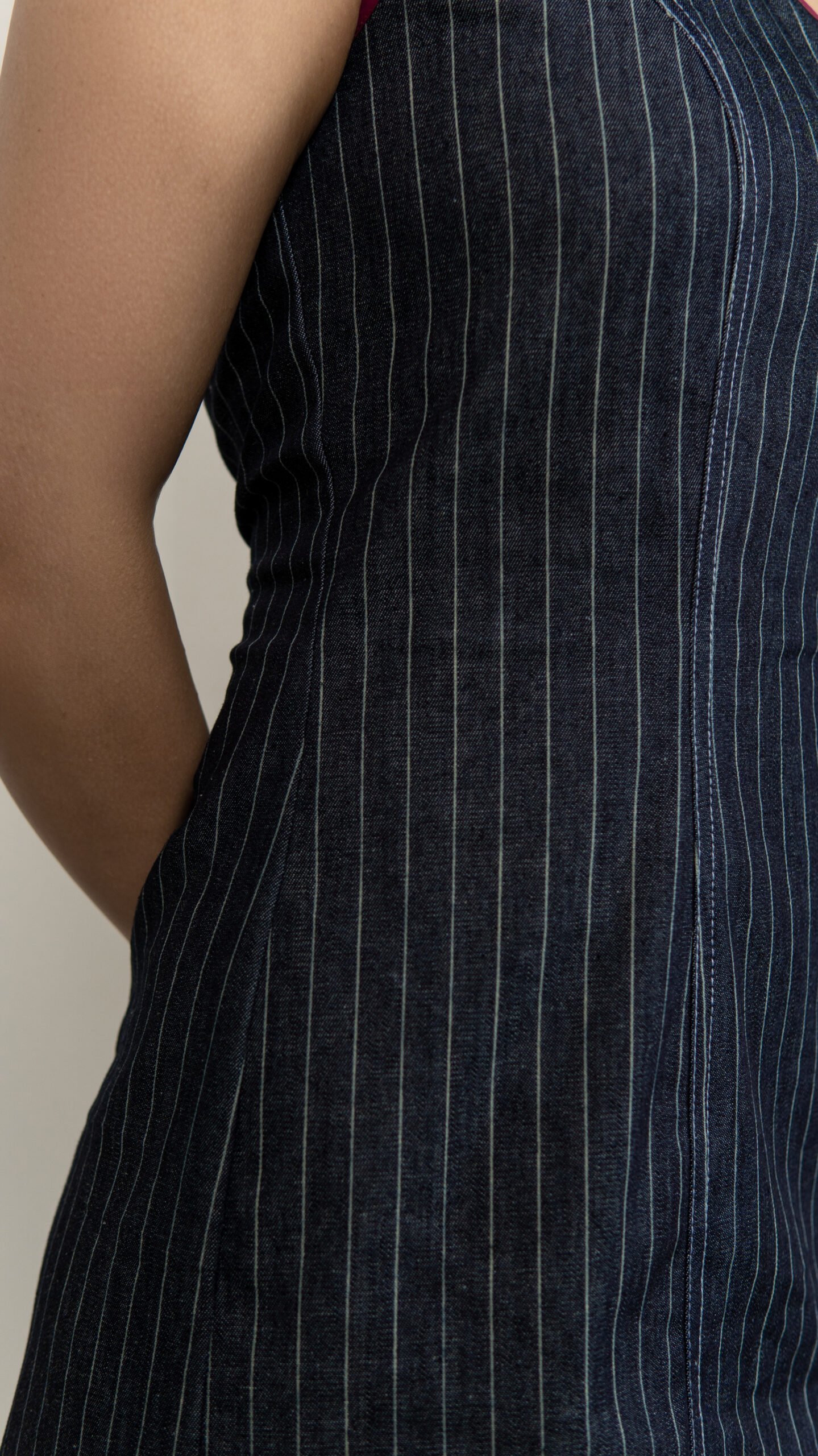 One-Shoulder Pinstripe Mini Dress