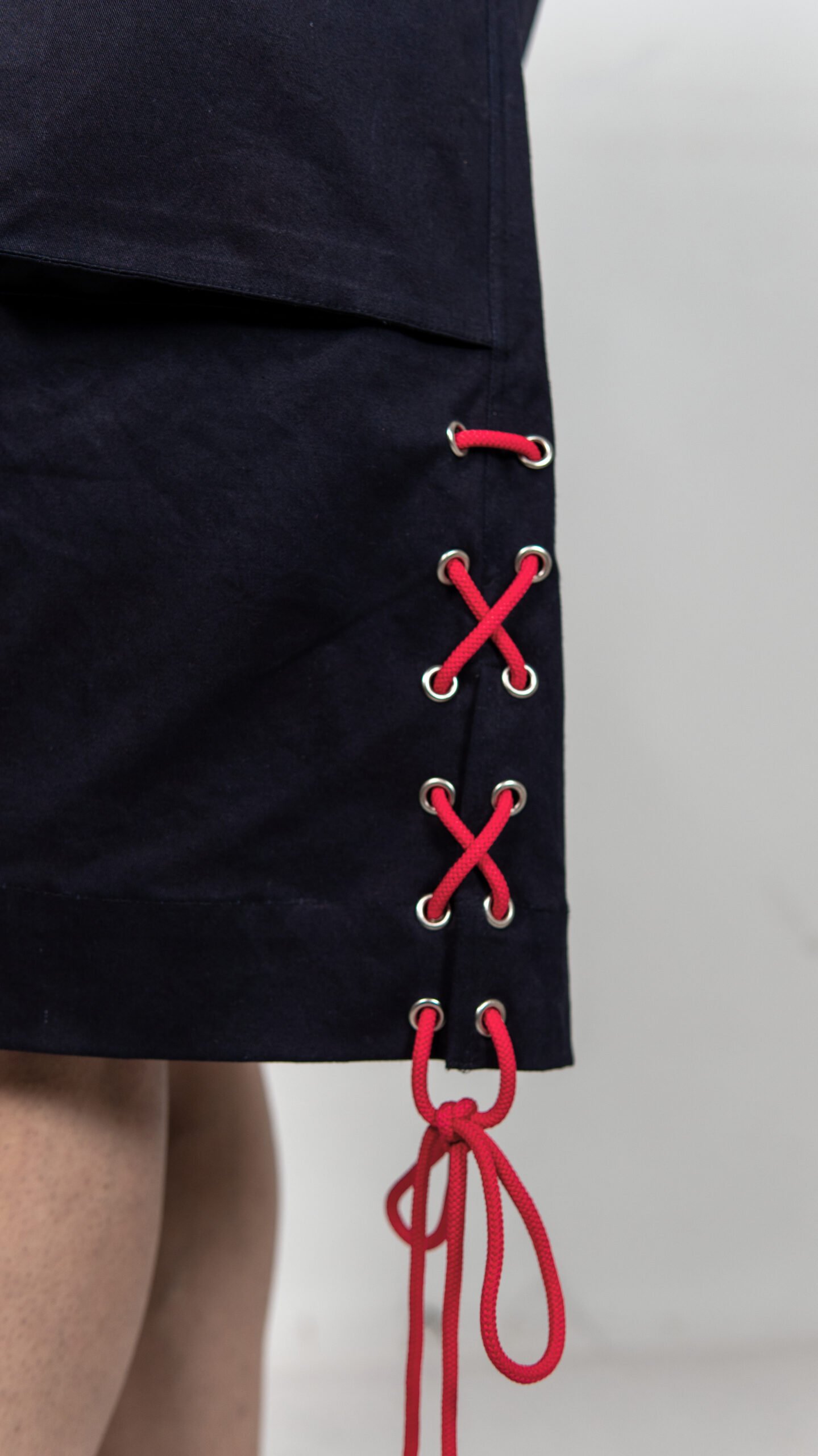 Black Lace-Up Detail Shorts