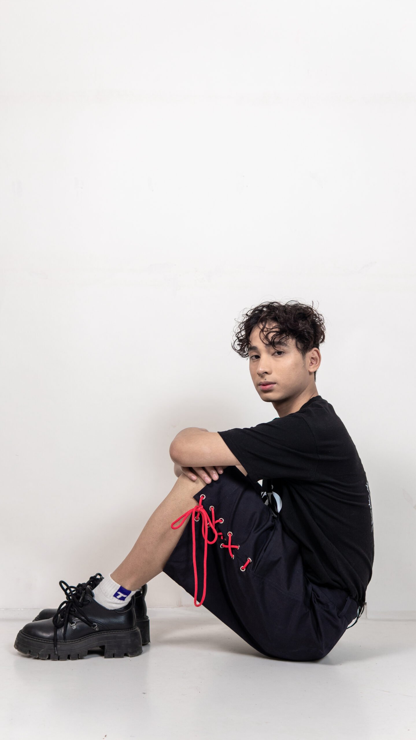 Black Lace-Up Detail Shorts