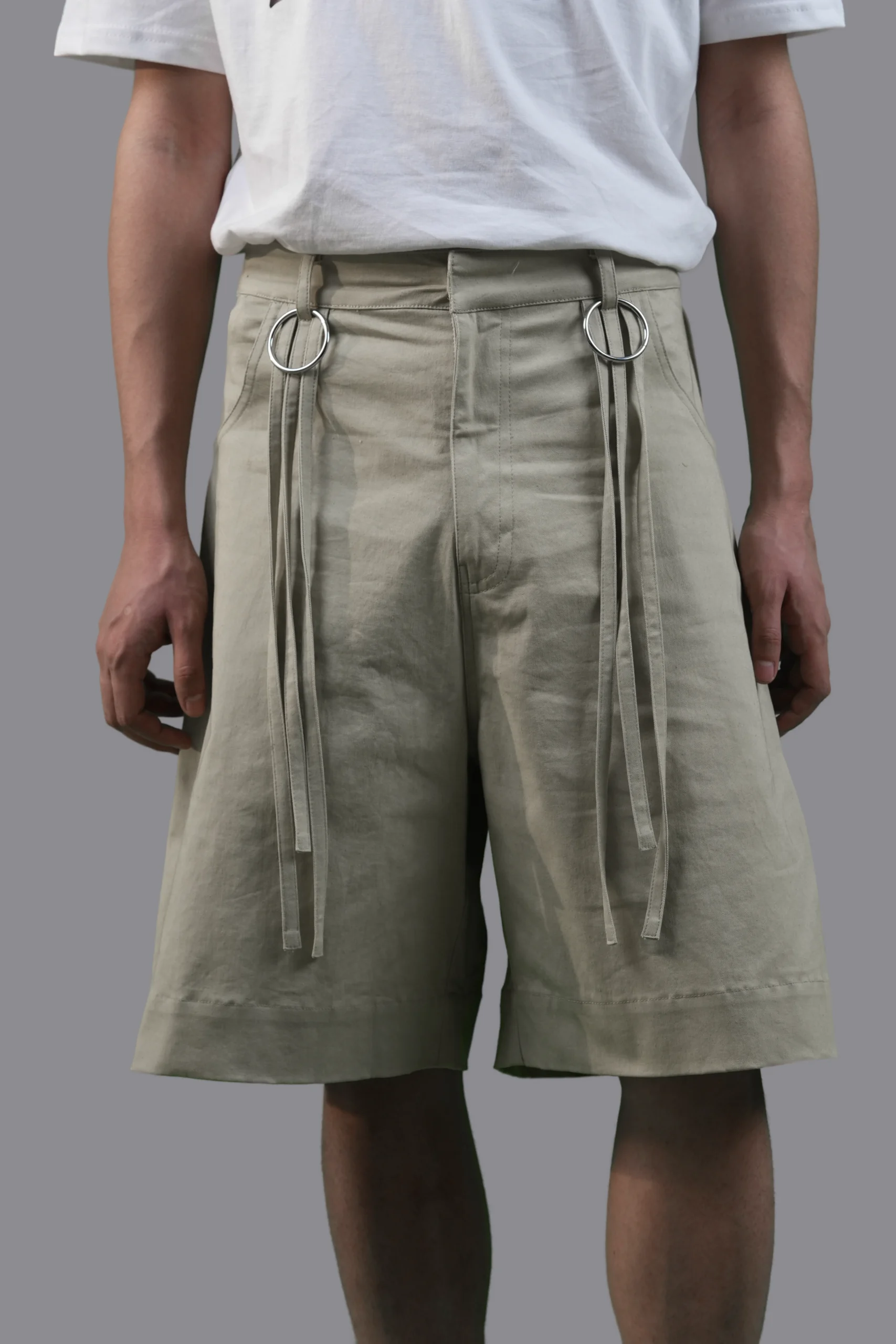 Beige Tassel Detail Shorts