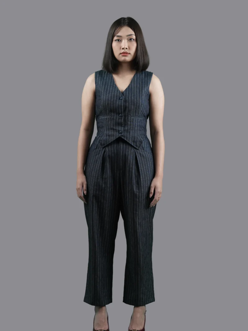 Pinstripe Denim Vest & Pants
