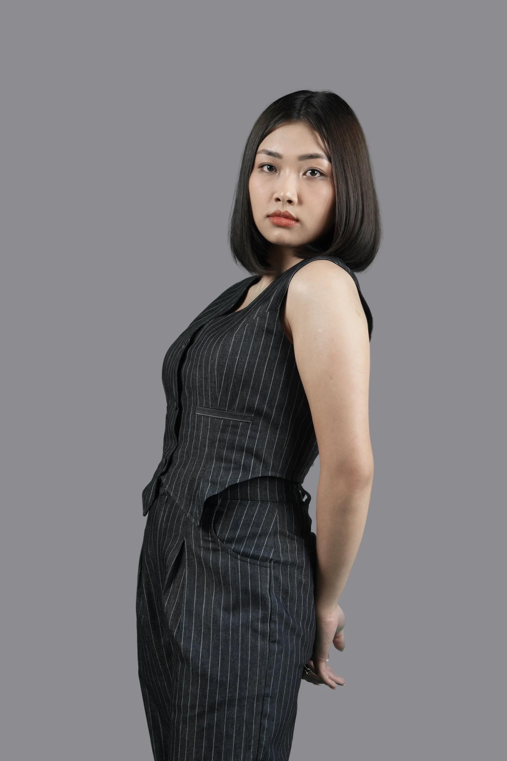 Pinstripe Denim Vest & Pants