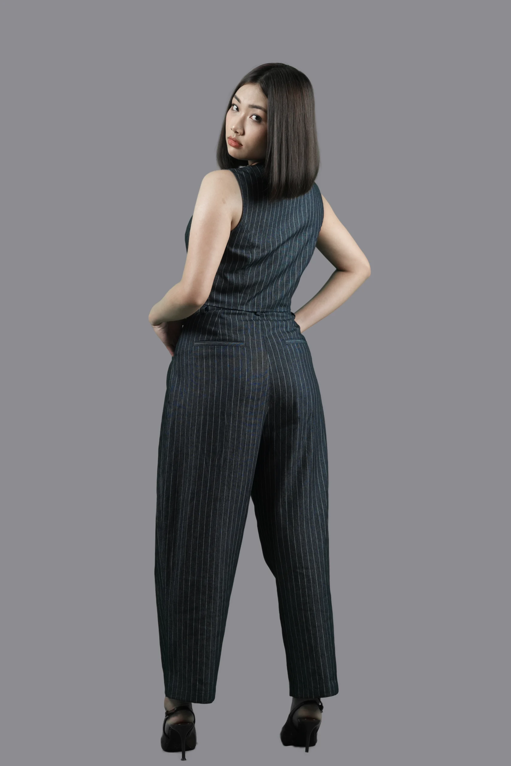 Pinstripe Denim Vest & Pants