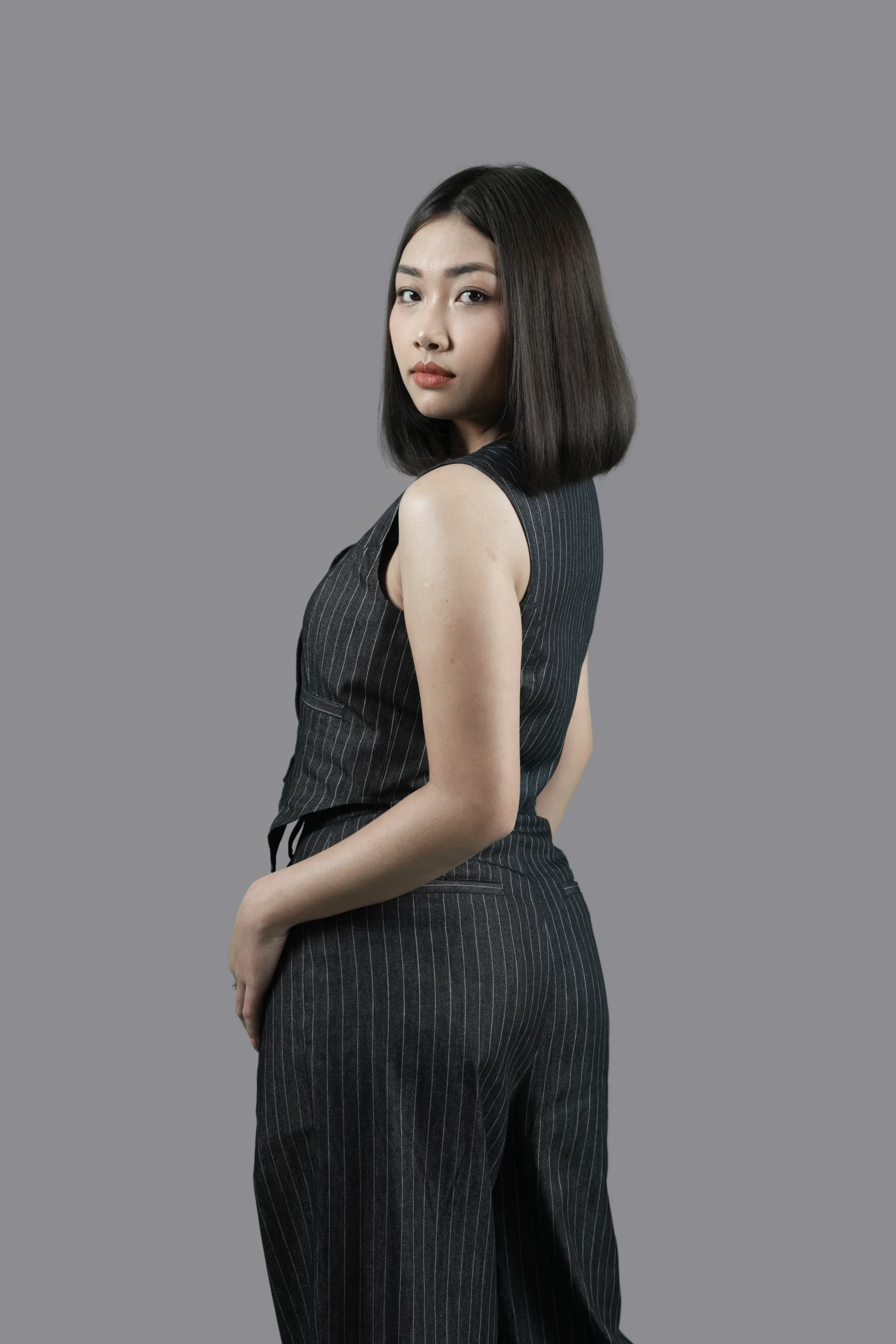 Pinstripe Denim Vest & Pants
