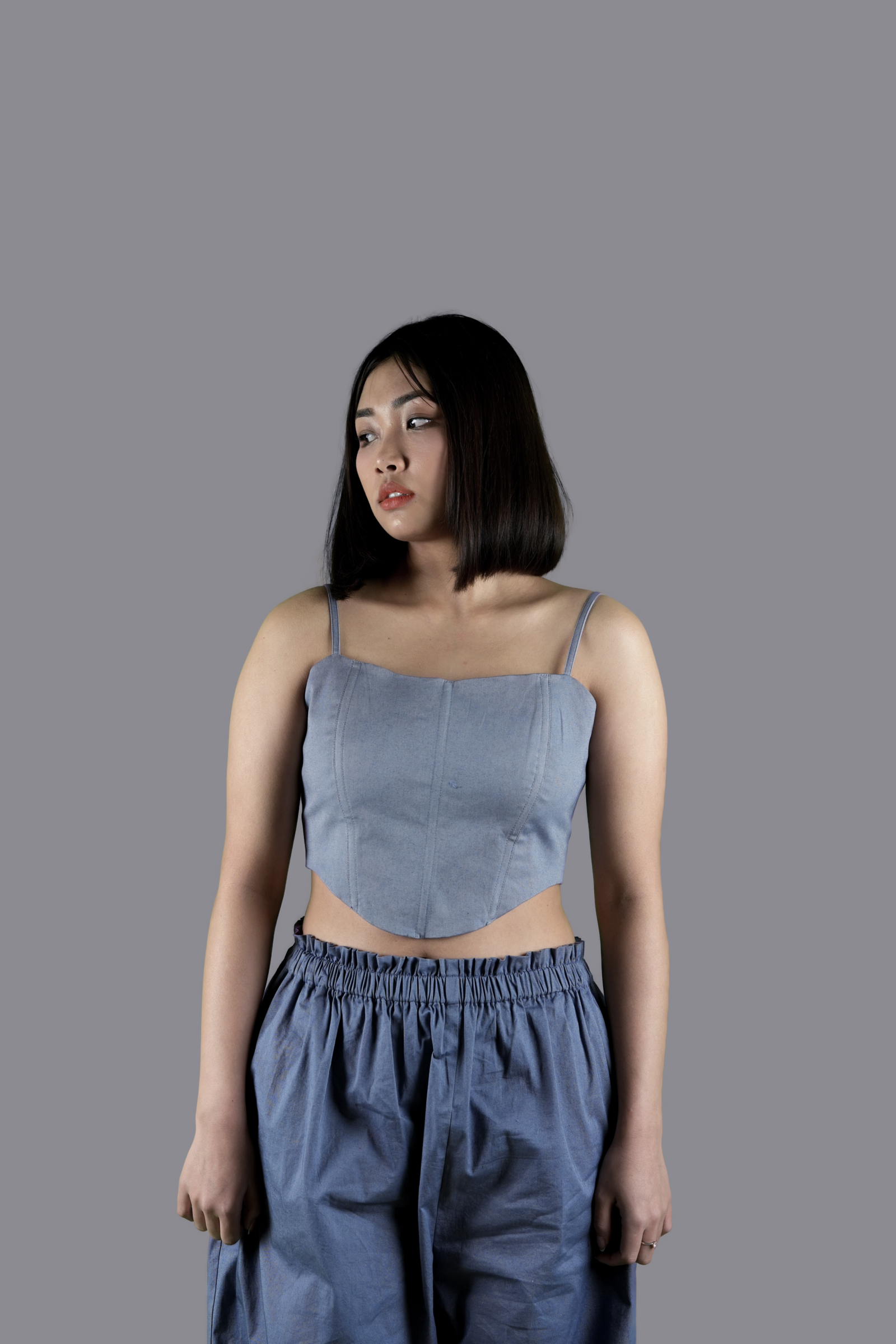 Grey Corset Top & Relaxed Pants