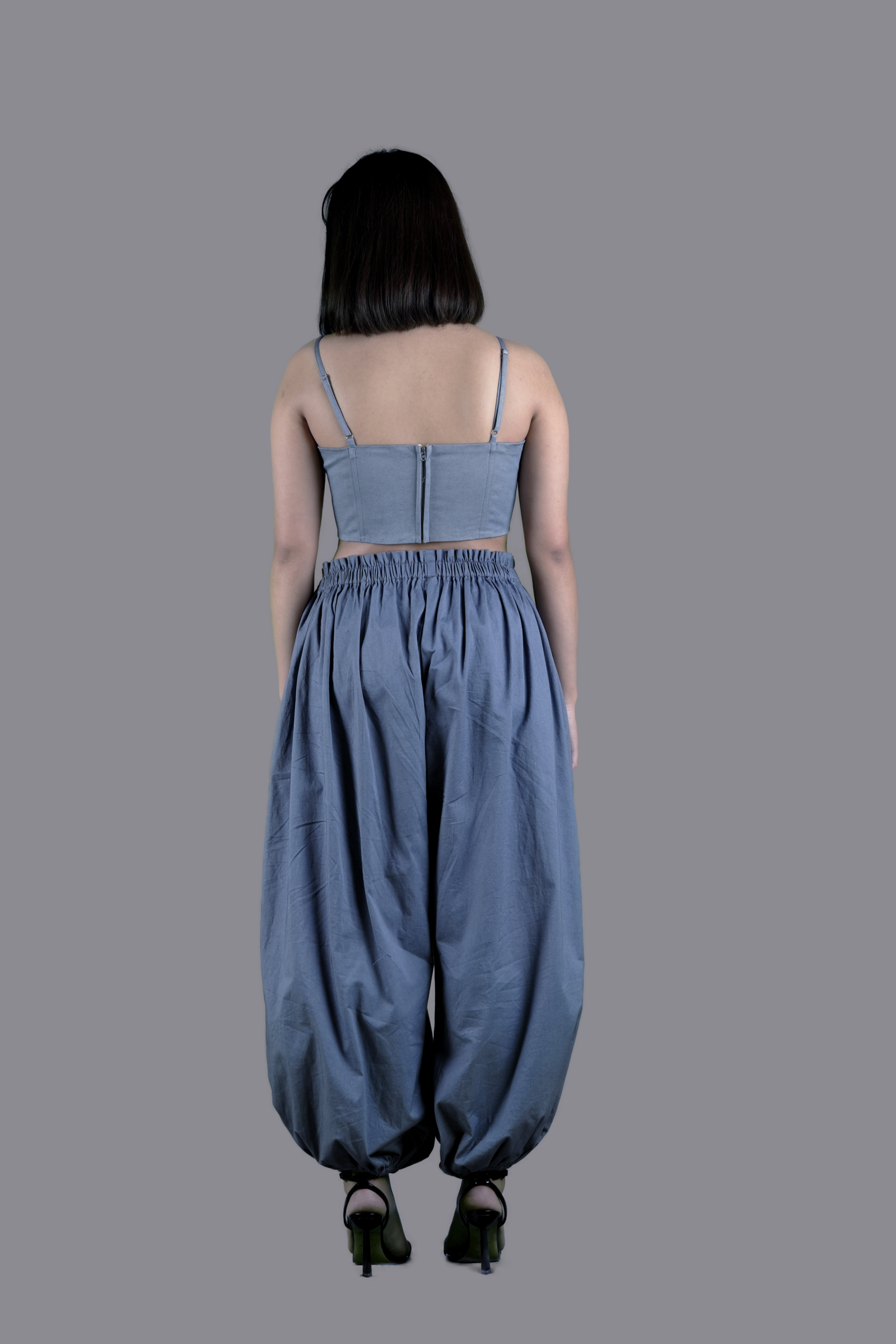 Grey Corset Top & Relaxed Pants